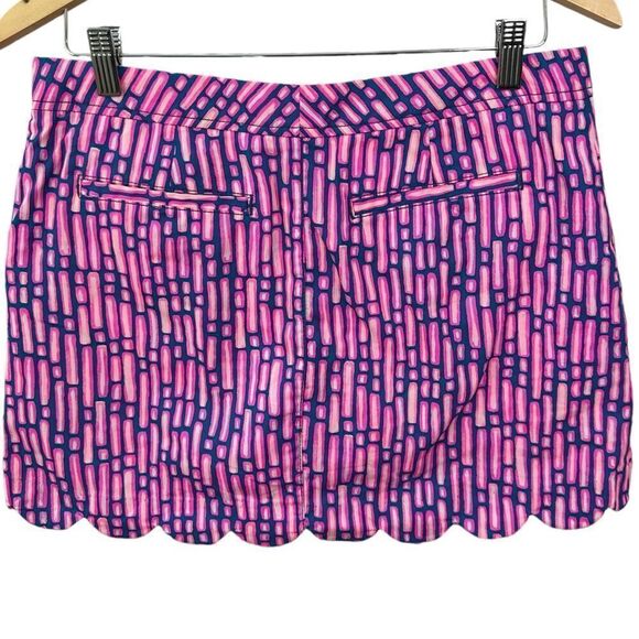 Lilly Pulitzer Colette Scalloped Hem Skort Mandevilla Pink Slathouse Stripe Sz 6 - Picture 7 of 13